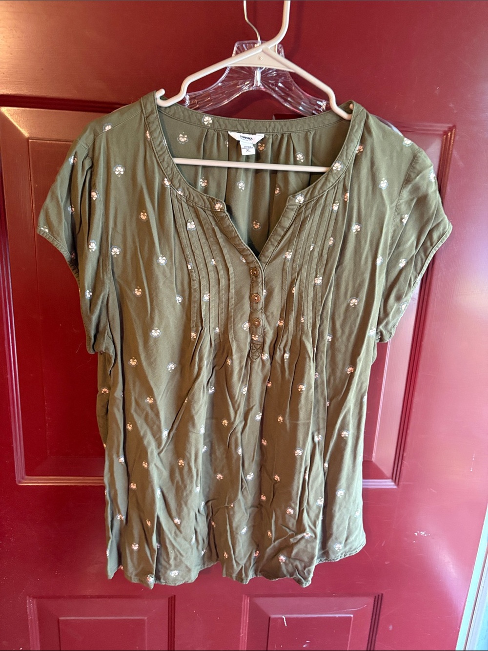 Green floral blouse